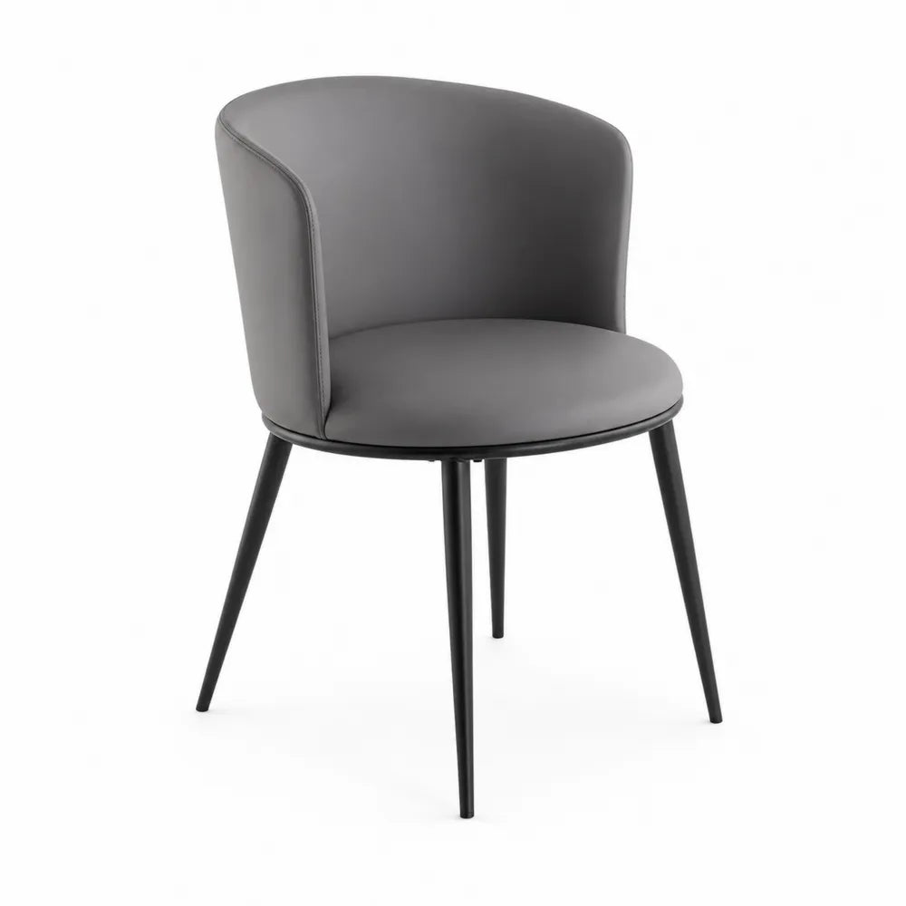 Sedia in ecopelle grigia con gambe in metallo