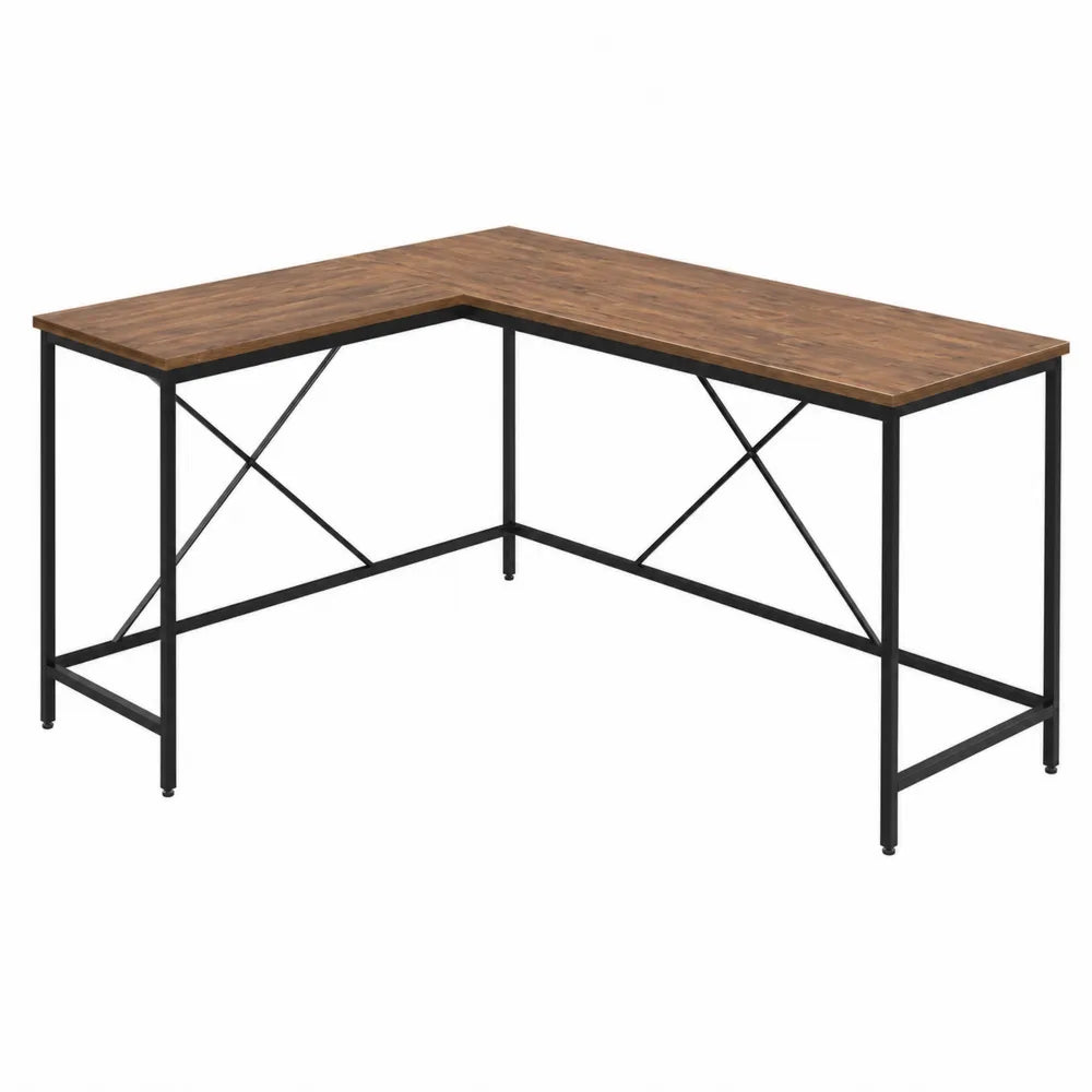 Scrivania angolare a L in legno e metallo 150x120x75 cm