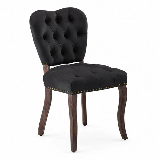 Sedia da pranzo velluto nero con gambe in legno