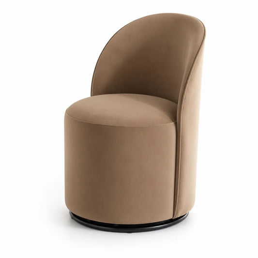 Sedia in velluto marrone con base in metallo