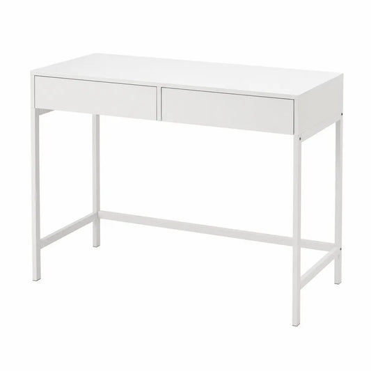 Scrivania in legno e metallo bianca con cassetti 100x50x75 cm