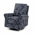 Poltrona reclinabile girevole in tessuto floreale blu